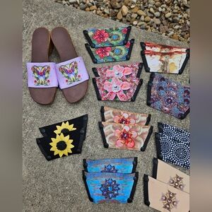 One sole Changeable Color Snap On  Rhinestone Slip In Shoes size 9 11 (2 Pairs)